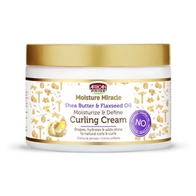 Image of African Pride Moisture Miracle Shea Butter &amp; Flaxseed Oil Moisturize Define Curling Cream 12 oz