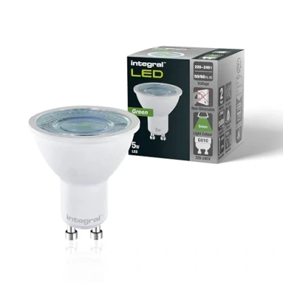 Image of Integral LED 4 Pack GU10 Green Colour Spotlight Bulb 5W (50W Equivalent), 40 Beam Angle Suitable for Displays, Restaurants, Hotels, Gardens, Decoration &amp; Mood Lighting.