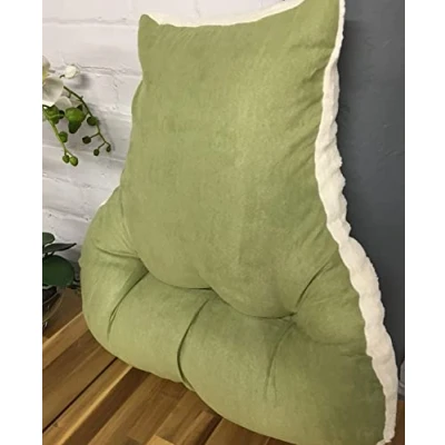 Image of Snugglemore Back Support Lumbar Cushion Sherpa Fleece With Faux Suede Reverse Pain Relief Armchair Car Office (Sage)