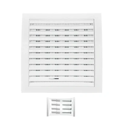 Image of H&amp;C Vent White Ventilation Grille with Connector, Slider, Insect Protection 7,5 x 7,5Inch / 190 190mm │ Cover Extractor Air Covers for Inside Outside Pipe Wall Door Window