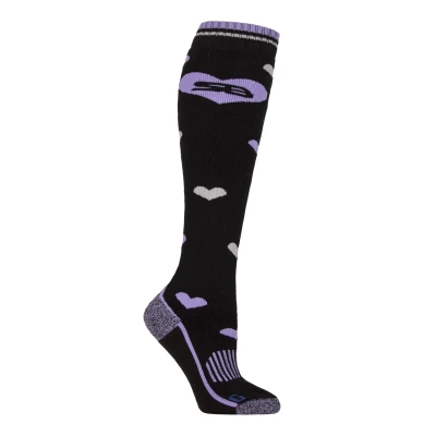 Image of Women&#039;s 1 Pair Storm Bloc BlueGuard Patterdale Plain Patterned and Argyle Cotton Long Leg Equestrian Socks Hearts Black / Purple 4 8