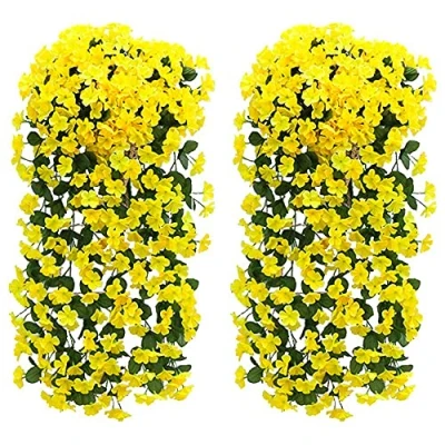 Image of Fycooler Wall Plants Wisteria Artificial Flowers Fake Flower Hanging Ivy Garland Silk Vine for Wedding,Party,Hotel,Home,Garden,Balcony,Outdoor,Decoration