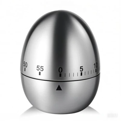 Image of Wailicop Egg Kitchen Timer, 60 Minute Mechanical Rotating Alarm Clock (White)
