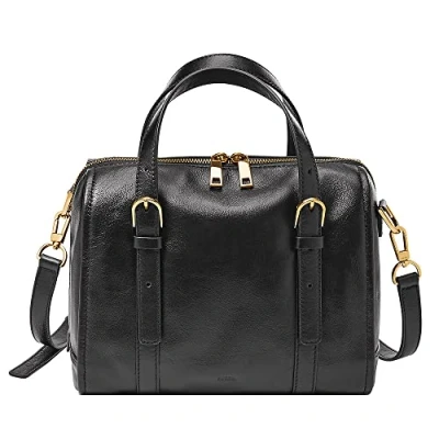 Image of Fossil Women&#039;s Carlie Satchel, Black, 25.4cm L x 13.97cm W 20.32cm H