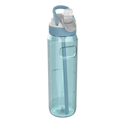 Image of Kambukka Water Bottle with Straw, Lagoon Arctic Blue, 1000 ml, Waterproof, Stain and Odour Resistant, Durable Shockproof, Dishwasher Safe, Drinking Straw