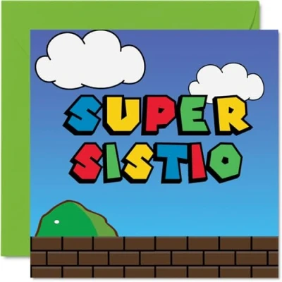 Image of Birthday Cards for Sister Super Sistio Funny Happy Card from Brother, Sibling Gifts, 145mm x Joke Greeting Women Her