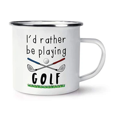 Image of I&#039;d Rather Be Playing Golf Retro Enamel Mug Cup
