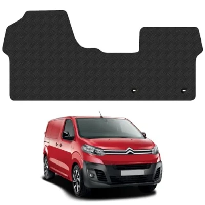 Image of Rubber Floor Mats for the Citroen Dispatch (2016+) UK Models Custom Van Accessory Tailored fit Heavy Duty, Waterproof &amp; Anti Slip Work with Clips