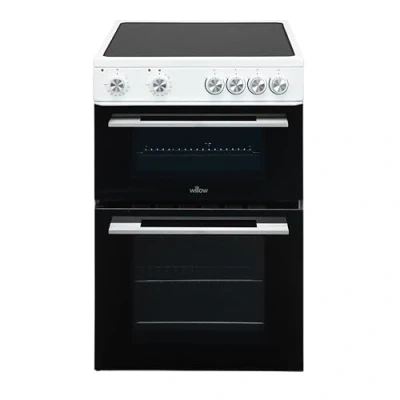 Image of Willow WT60CCW 60cm Electric Cooker with Ceramic Hob, Twin Cavity, 31L Grill, Freestanding White