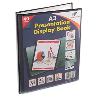 Image of A3 40 Pocket Display Book Presentation Folder Portfolio (80 Views) Project Certificate Plastic Wallets (1 Book)