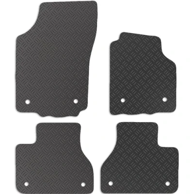 Image of Carsio Rubber Car Mats For VW Phaeton 2003 2009 SWB Tailored Fit Floor Mat Set Complete Accessory Black Custom Fitted All Weather &amp; Heavy Duty, Anti Slip Backing with Clips