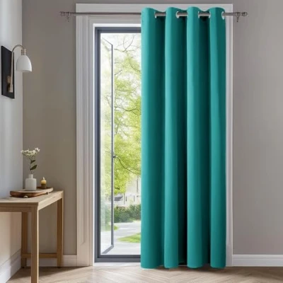 Image of Deconovo Home Decoration Thermal Insulated Curtain Blackout Eyelet for Kids Bedroom W55 x L70 Turquoise One Panel