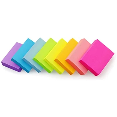 Image of Sticky Notes 1.5x2 inch Bright Colors Self Stick Pads 8 Pads/Pack 100 Sheets/Pad Total 800 Sheets