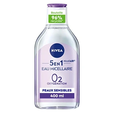 Image of NIVEA Micellair Skin Breath Micellar Water for Sensitive Skin, 3 in 1 Make Up Remover Fragrance and Colouring Face Cleanser 400 ml