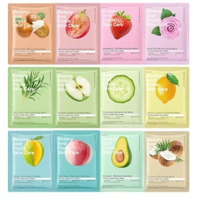 Image of Katslyn 12PCS Face Masks Skincare Set,Daily Care Sheet Mask,Organic Mask Set,Hydrating&amp;Soothing Facial Mask,Face Beauty,Hydrating,Moisturizing,Soothing and Repairing,for All Skin Types