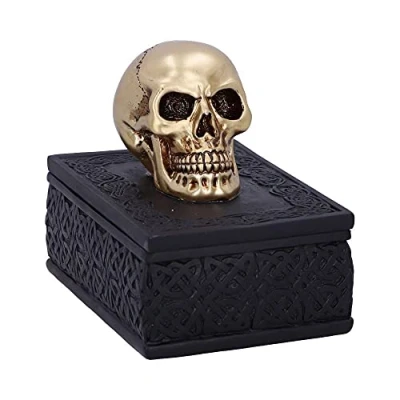 Image of Nemesis Now Celtic Opulence Golden Skull Black Trinket Box
