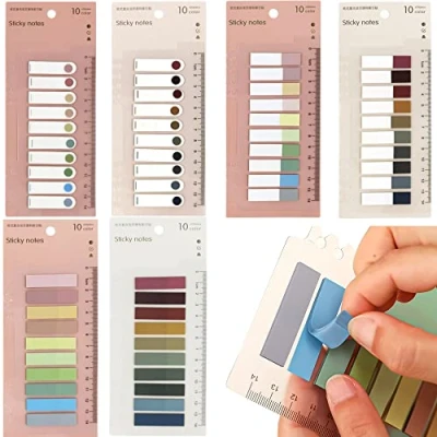 Image of Index Tabs with Ruler,1200 Pieces Sticky Note Marker Page Stickers Writable and Repositionable File Flags for Pages or Book Markers,Reading Notes,Classify