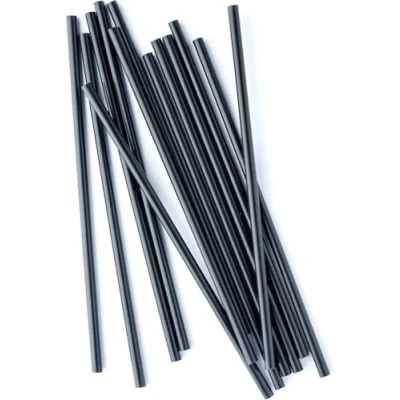 Image of X50 Drinking Straight Straws Disposable Compostable &amp; Eco Friendly Made from Sugarcane Natural Straws,Plastic Free,Waterproof Paper Food grade 21cm(8.2inches) Non Soggy (Black)