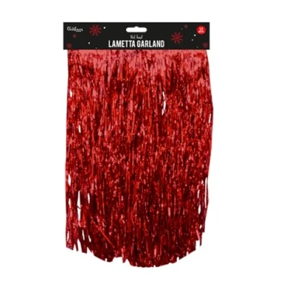 Image of Widdle Gifts Christmas Lametta 1.2m x 46cm Angel Hair Tinsel Tree Decoration (Red)