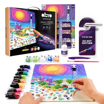 Image of OKTO Barcelona Park Guell DIY 3D Painting 30x40cm Air Dry Clay Kit Ideal Crafts for Adults and Kids, Perfect Creative Art Projects Home Décor