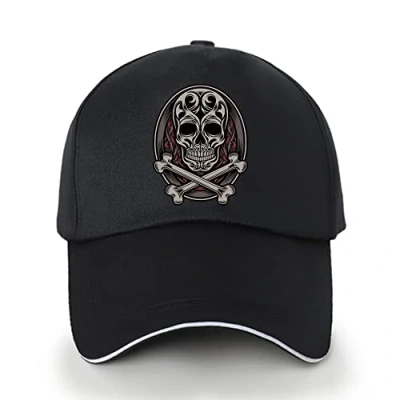 Image of FINDING CASE Men&#039;s Athletic Baseball Fitted Cap Plain for Men Classic 6 Panel Adjustable Sport Casual Sun Visor Hat (Skull 005)