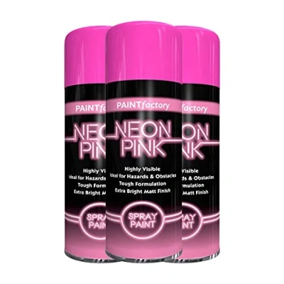 Image of Classic Signature 3 x Neon Pink Spray Paint 200ML Aerosol Fluorescent Bright Graffiti (Banksey) Matt Finish