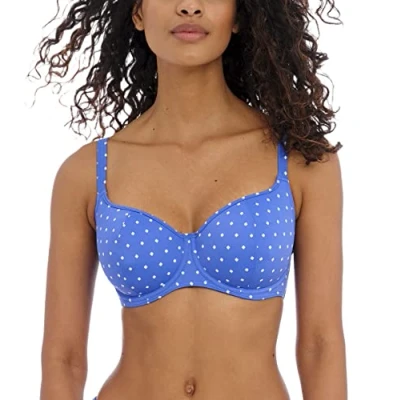 Image of Freya Jewel Cove Sweetheart Bikini Top Stripe Black White 36GG