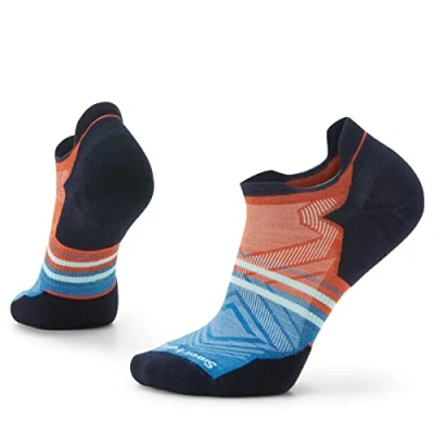 Image of Smartwool Run Targeted Cushion Low Ankle Pattern Sock Men&#039;s Orange Rust Large