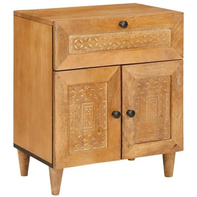 Image of vidaXL Bedside Table Light brown 50 x 33 60 cm Solid mango wood