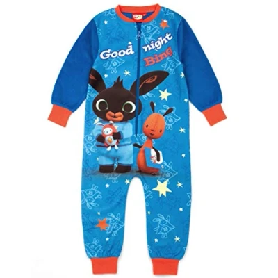 Image of Bing Bunny CBeebies and Flop Good Night Boys Fleece Character Onesie Blue