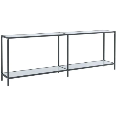 Image of vidaXL Console Table White 220x35x75.5 cm Tempered Glass