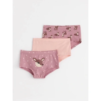 Image of Lindex Hipster Hearts DEER 3 PACK Briefs for kids, Size: 5 6y, Dusty lilac