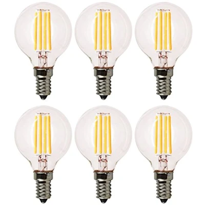 Image of 6PACK LED Vintage Edison Bulb G45 2W Light Filament Bulb, Globe Shape E14 Base, Glass Cover, Warm White 2700K, 20W Equivalent, Dimmable (E14 2 Watt)