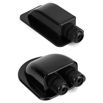 Image of QWORK IP68 Solar Cable Entry Gland Waterproof ABS 2 Way / 1 Dual Housing for Panels of RV, Caravan and Marine, Black