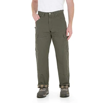 Image of Wrangler Men&#039;s Riggs Workwear Flannel Lined Ripstop Ranger Pant Work Utility, Loden, 31W x 32L