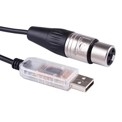 Image of Suamdoen USB to DMX512 3PIN XLR Interface Adapter/dongle Computer PC Stage Light Controller Dimmer DMX RS485 Serial Converter Cable (Length:16ft)