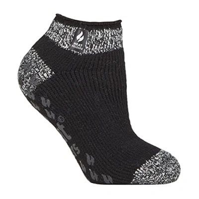 Image of HEAT HOLDERS Ladies Low Cut Ankle Slipper Socks with Non Slip Rubber Sole (4 7, Black (Pisa))