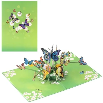 Image of Diese Klappkarten Butterfly Tree Pop Up Mothers Day Card 3D Flower Bouquet for Mum Handmade Paper Greeting