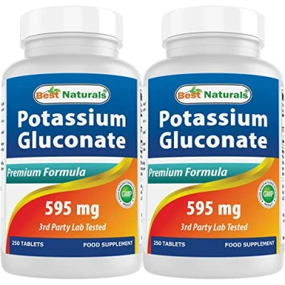 Image of Best Naturals Potassium Gluconate 595 mg 250 Tablets (250 Count (Pack of 2))