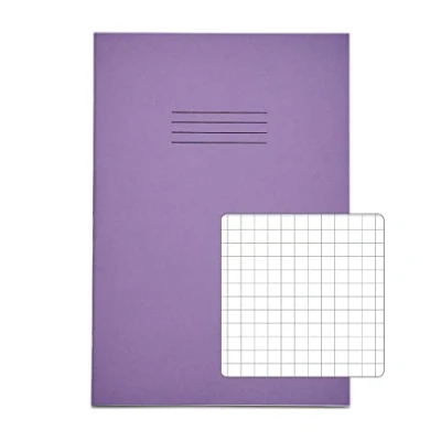 Image of RHINO A4 Exercise Book 64 Page, Purple, 7mm Squared Pages (Pack 50)