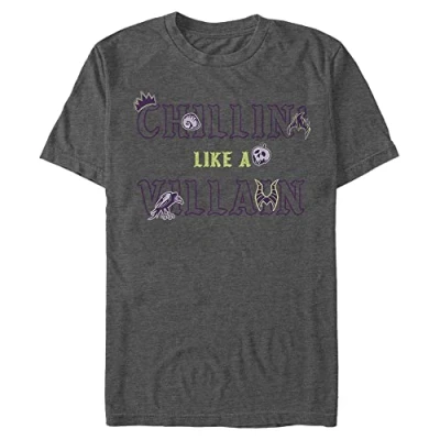 Image of Disney Villains Chillin Villain Patches Men&#039;s Crew neck Dark heather grey L