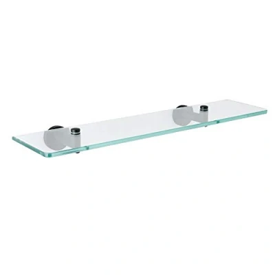 Image of Milano Nero Modern Wall Mounted Bathroom Glass Shelf Black Brackets 500mm