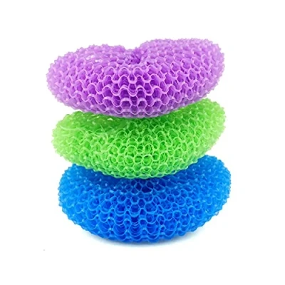 Image of D.RECT Plastic Scourer 3 Pieces Scraper Sponge Pot Cleaner