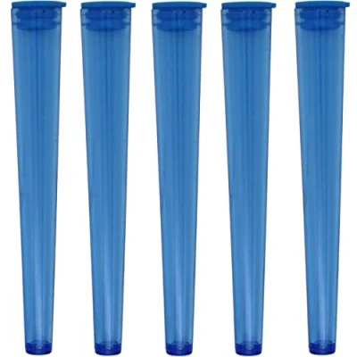 Image of Cherry on Top King Size Cone Holder Air Tight Hard Plastic Tube Smoking Rolling Cig Tube, 5 Holders Blue