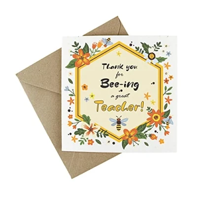 Image of Wildflower Bee Teacher Thank you Card Eco Friendly Plantable Greeting for ing a Great Gift