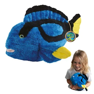 Image of EcoBuddiez Blue Tang from Deluxebase. Large 40cm Soft Plush Animals made Recycled Plastic Bottles. Eco Friendly Cuddly Gift for Kids and Cute Stuffed Animal Toy Toddlers.