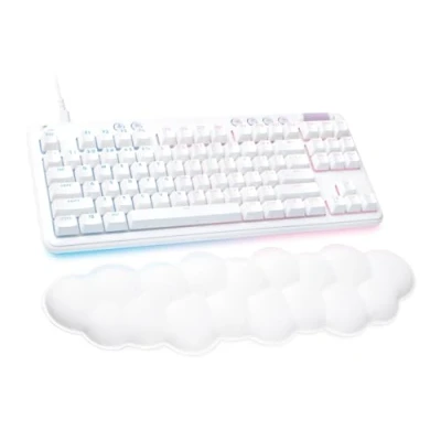 Image of Logitech G G713 Wired Mechanical Gaming Keyboard with LIGHTSYNC RGB Lighting, Linear Switches (GX Brown) and Palm Rest, PC Mac Compatible White Mist