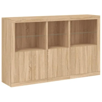 Image of vidaXL Sideboard with LED Lights Sonoma Oak 162x37x100 cm