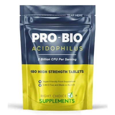 Image of Probiotics for Gut Health 180 Lactobacillus Acidophilus Tablets (Not Capsules) High Strength Probiotic Supplement Men &amp; Women Vegan, GMO, Gluten Free UK Made