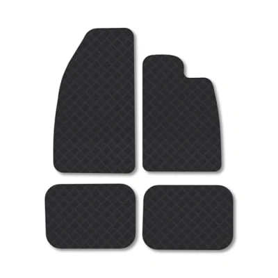 Image of Rubber Car Mats Compatible with VW Beetle (1966 1980) Tailored Fit Floor Set Accessory Black Custom 4 Pieces Clips Anti Slip Backing, Heavy Duty &amp; Waterproof